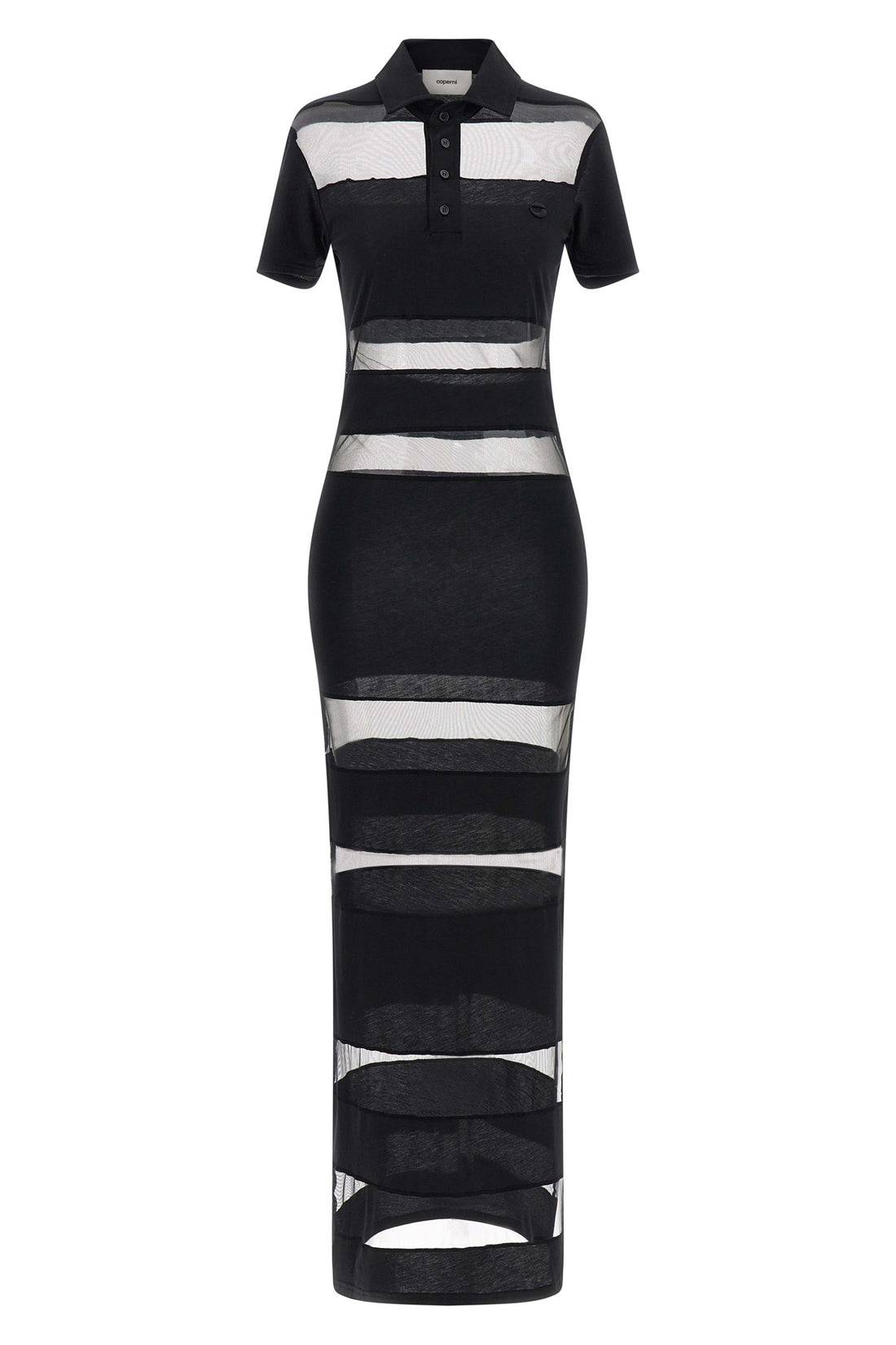 COPERNI XS long striped sheer polo dress in stretch technical fabric