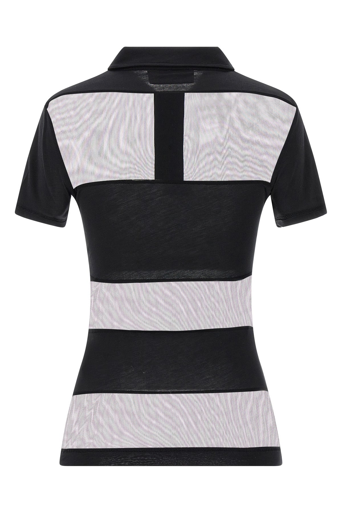 sheer striped polo shirt in stretch technical fabric