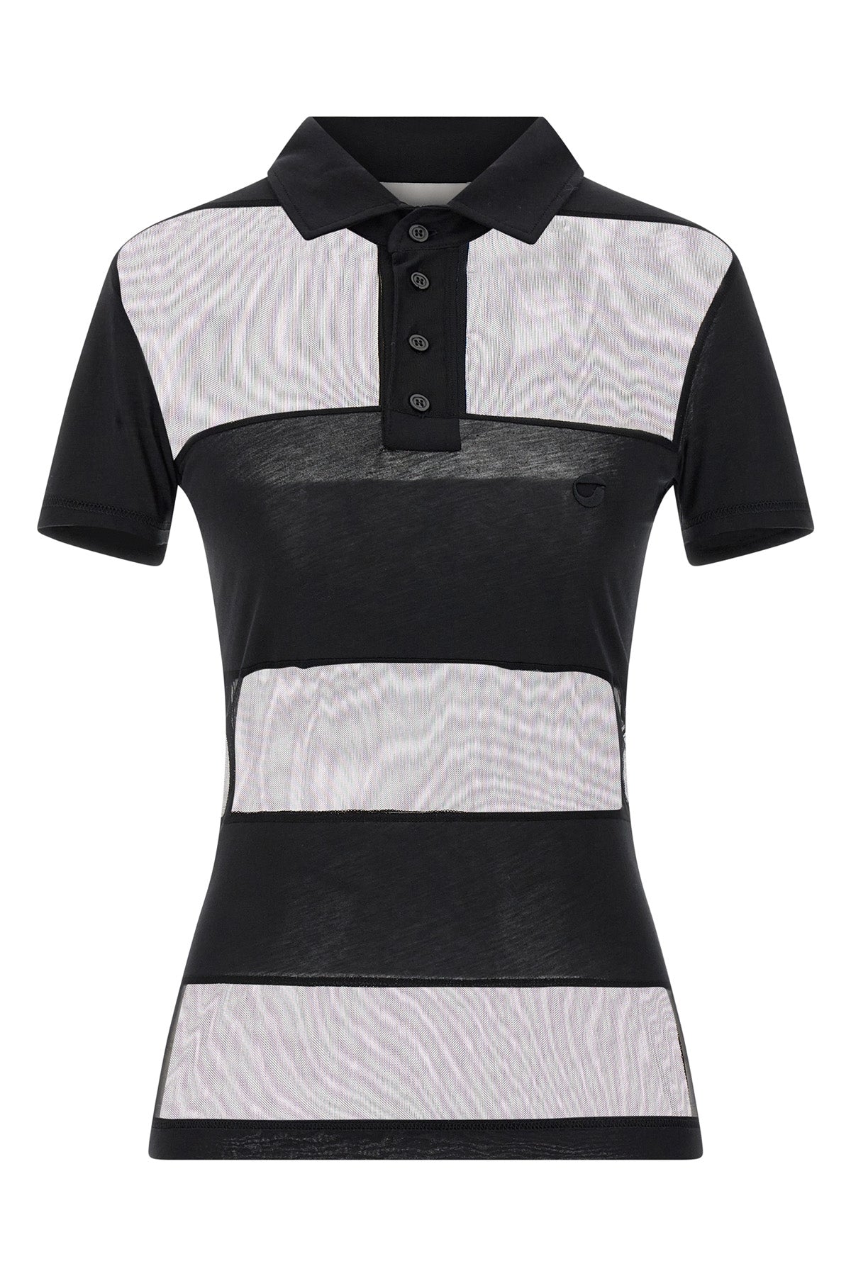 sheer striped polo shirt in stretch technical fabric