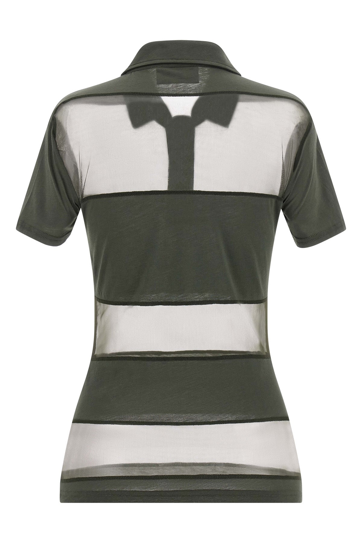 sheer striped polo shirt in stretch technical fabric