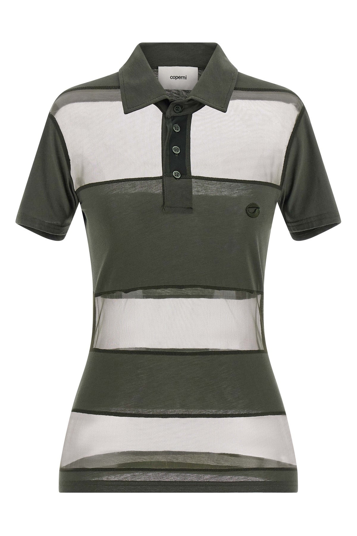 sheer striped polo shirt in stretch technical fabric