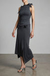 flower midi skirt in stretch technical fabric
