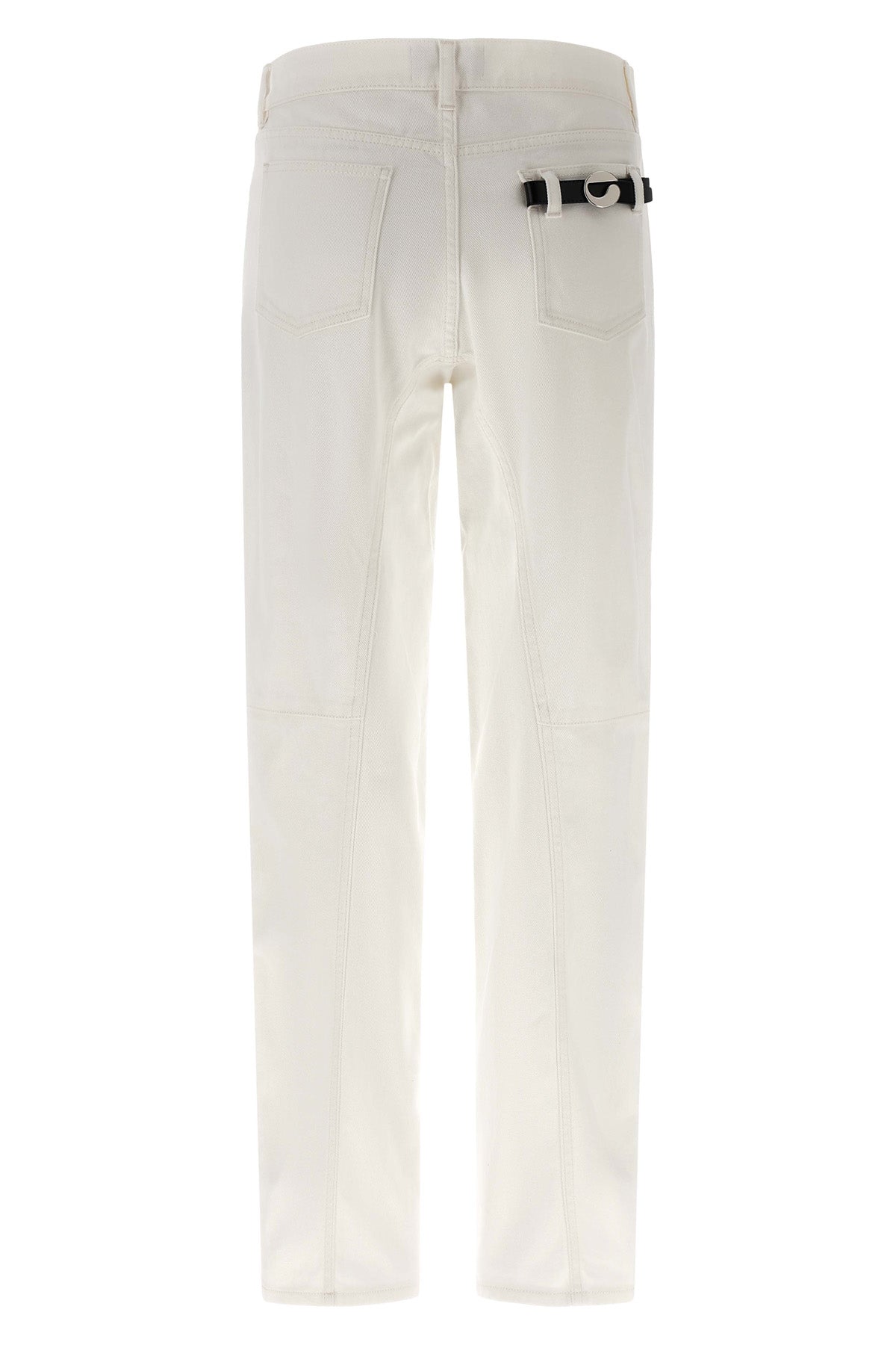 tapered denim jeans in garment-dyed cotton denim