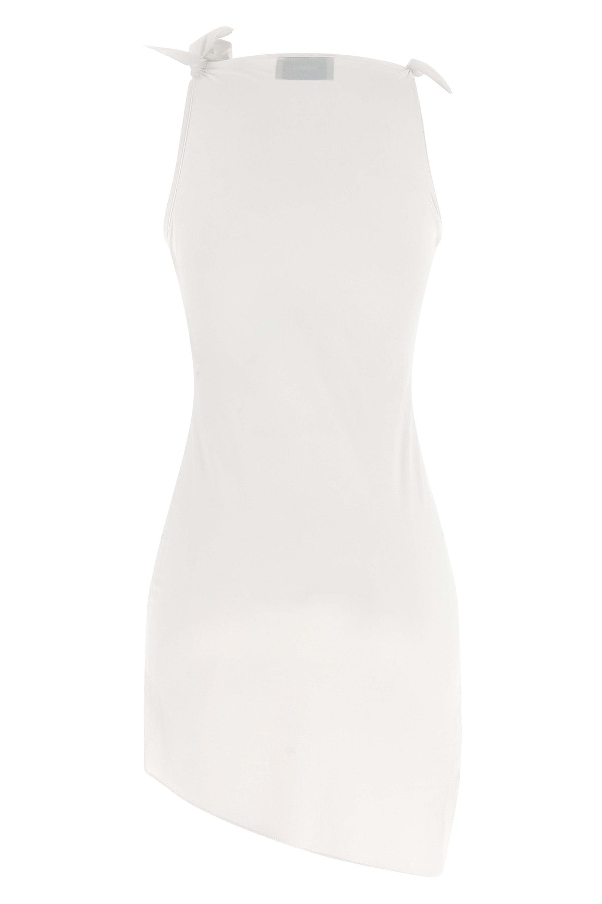 asymmetric flower sleeveless minidress in stretch fabric
