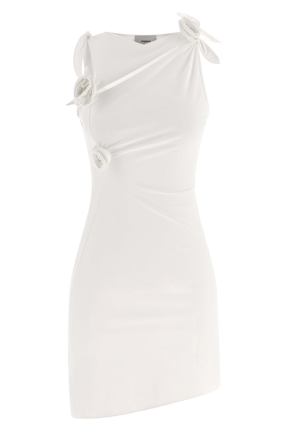 COPERNI XS asymmetric flower sleeveless minidress in stretch fabric