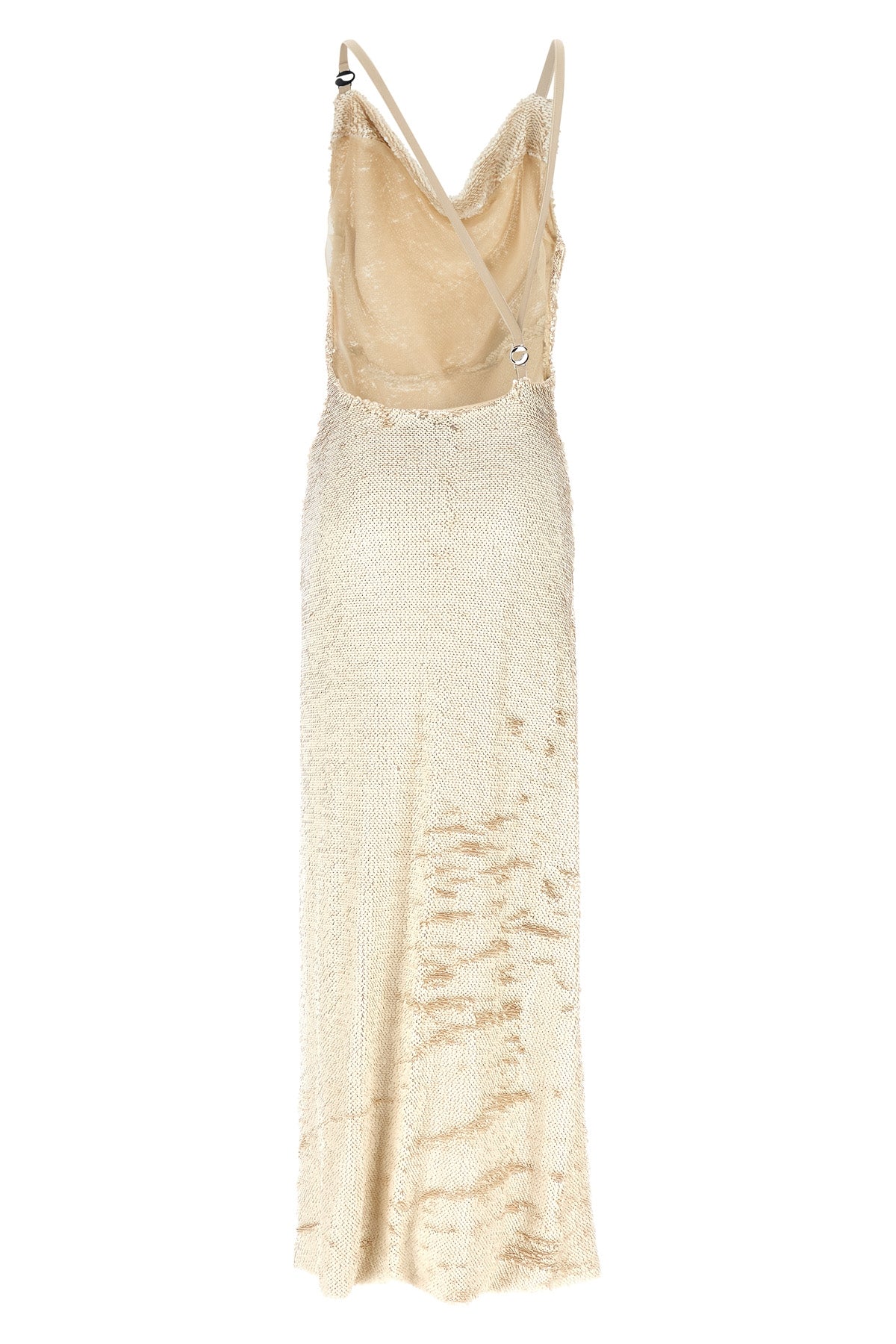 copernis sleeveless long dress defines a fluid column silhouette through impecc