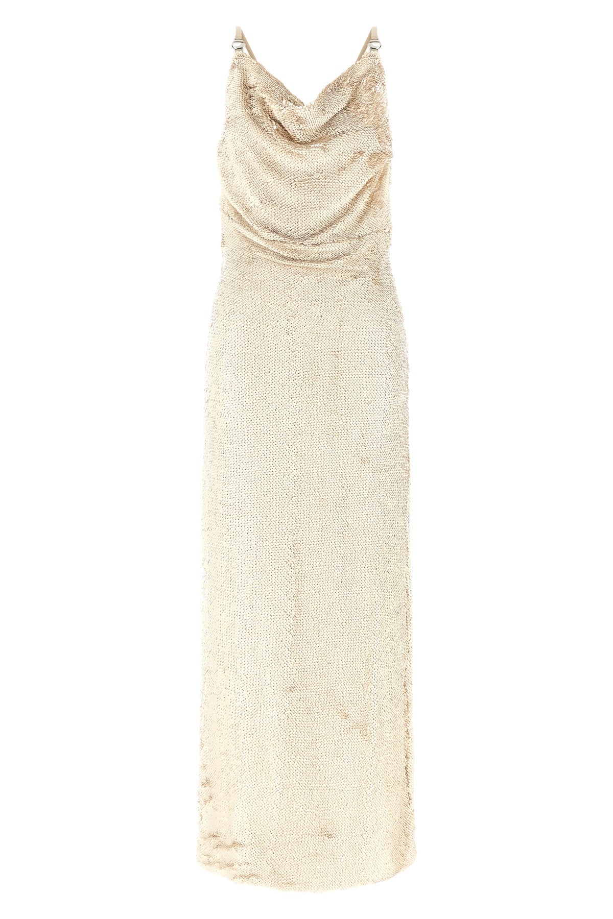 copernis sleeveless long dress defines a fluid column silhouette through impecc