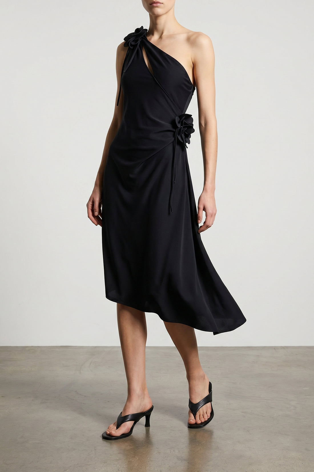 COPERNI S asymmetric mini flower midi dress in stretch technical jersey