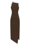 the coperni dress defines an asymmetrical silhouette through an innovative sarto