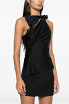 asymmetric flower sleeveless top in stretch fabric