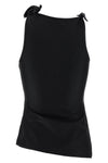 asymmetric flower sleeveless top in stretch fabric