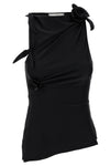 asymmetric flower sleeveless top in stretch fabric