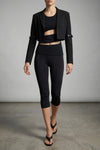 hybrid single-breasted bolero blazer in viscose and virgin wool blend