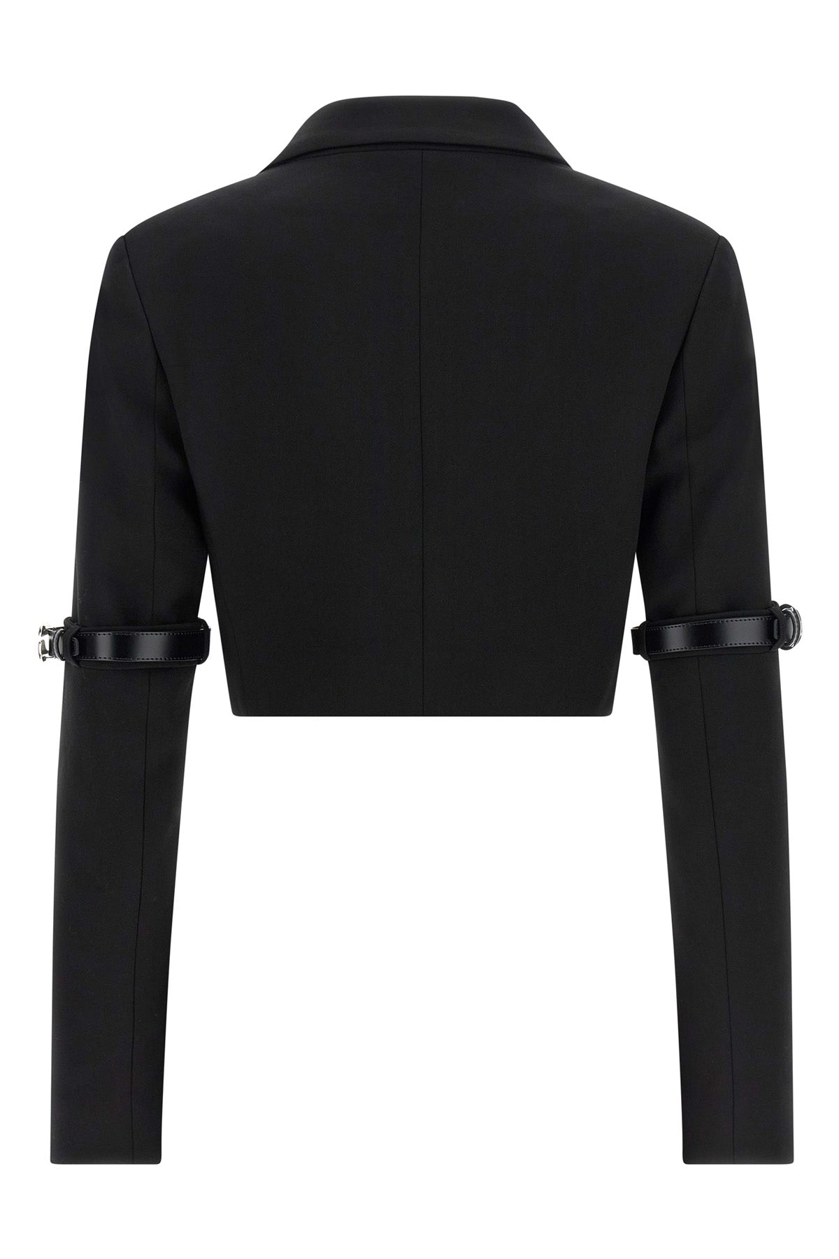 hybrid single-breasted bolero blazer in viscose and virgin wool blend
