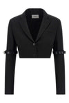 hybrid single-breasted bolero blazer in viscose and virgin wool blend