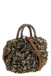 coral crocheted raffia handbag