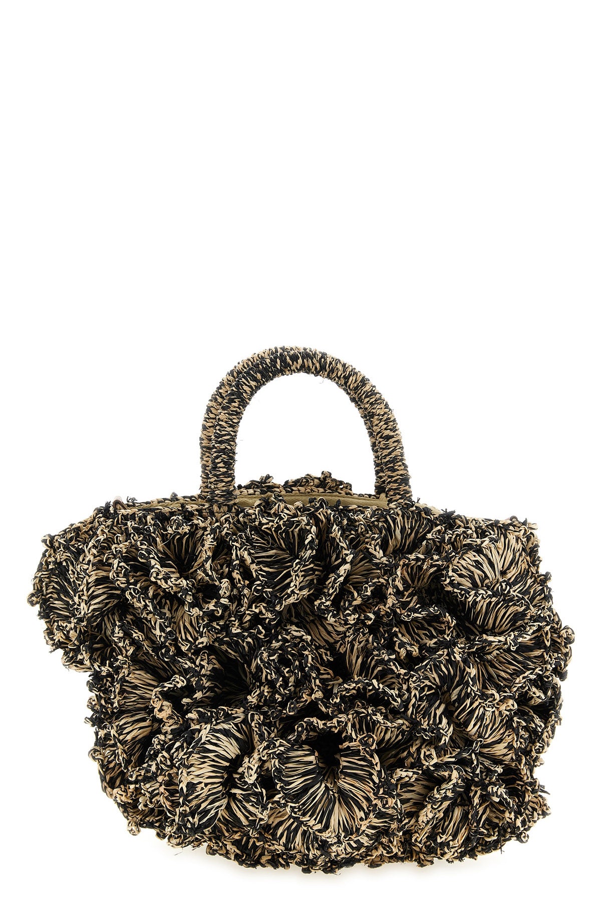 coral crocheted raffia handbag