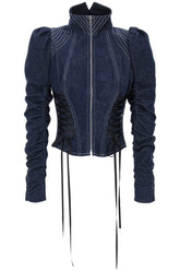 denim jacket with corset detailing