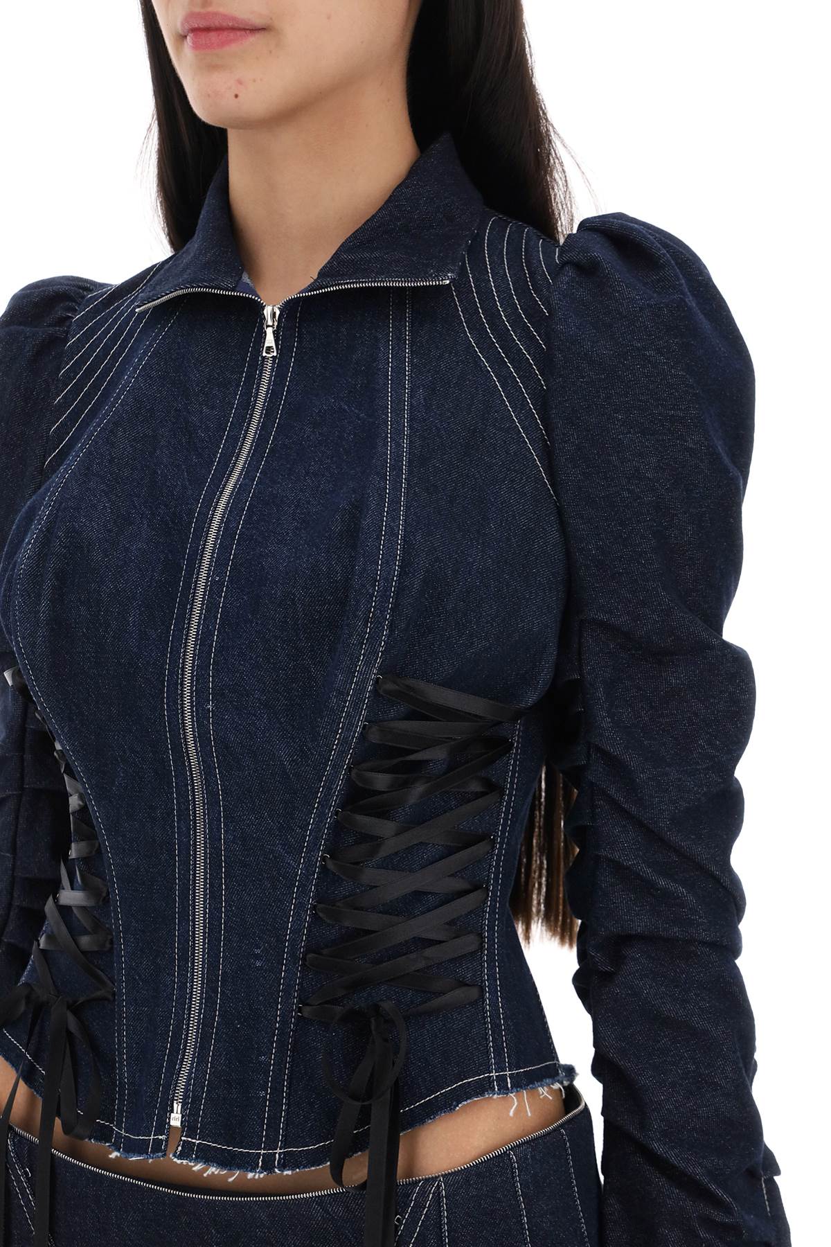 denim jacket with corset detailing