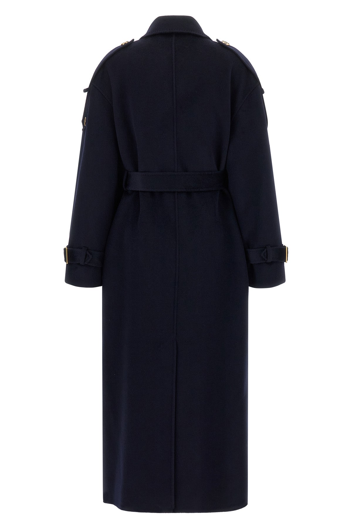 the elisabetta franchi pure wool coat defines an enveloping and structured silho