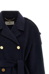 the elisabetta franchi pure wool coat defines an enveloping and structured silho