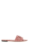 rose print calf leather slides