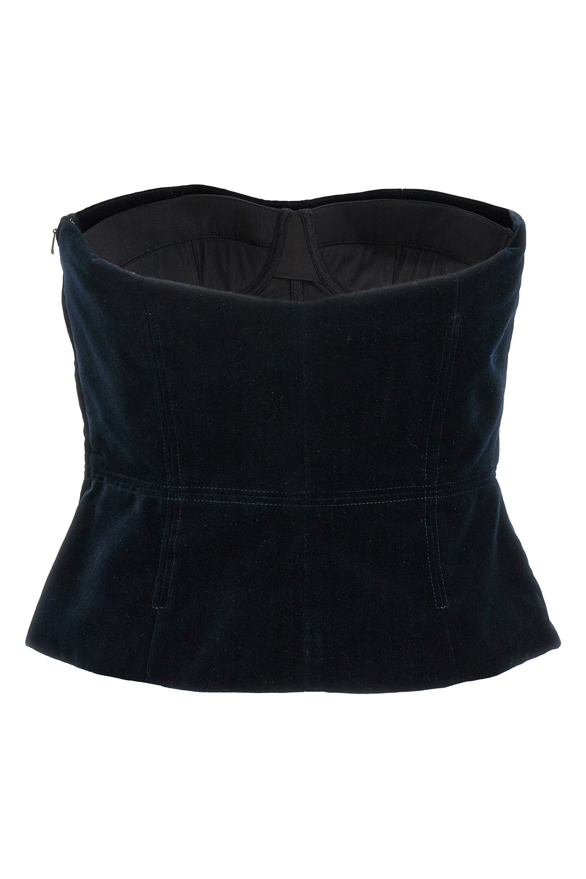 strapless velvet top