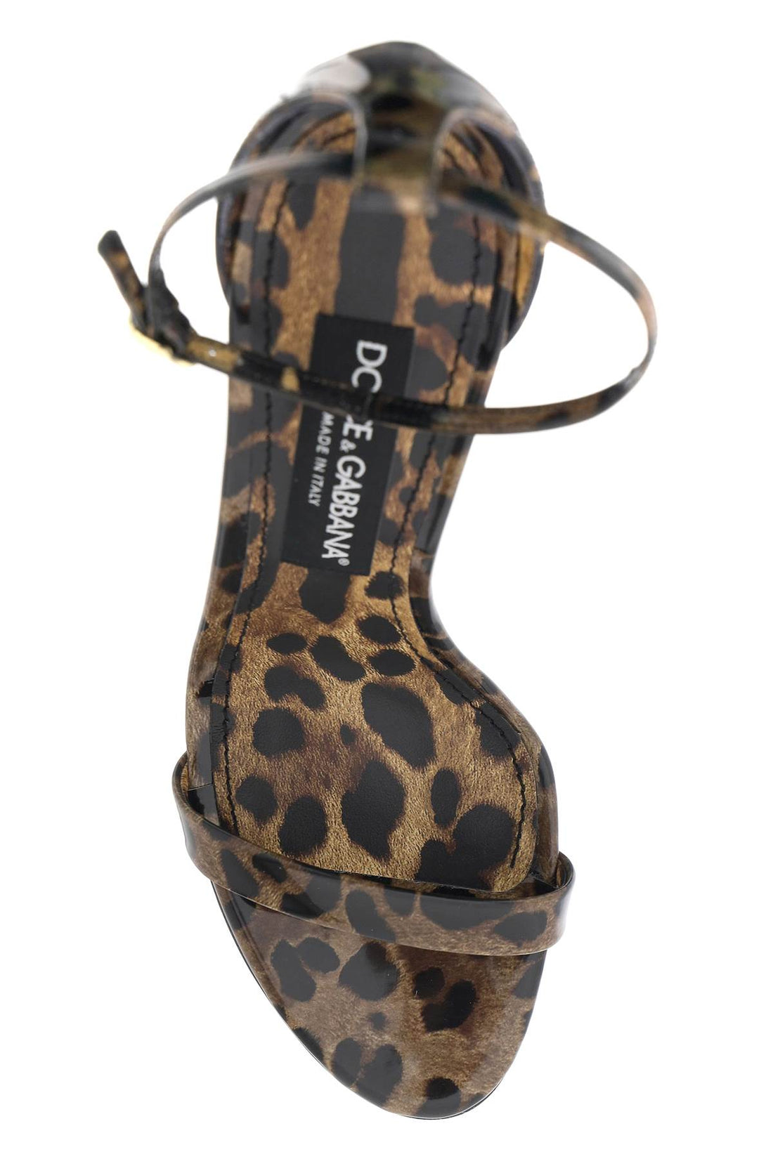 leopard print glossy leather sandals