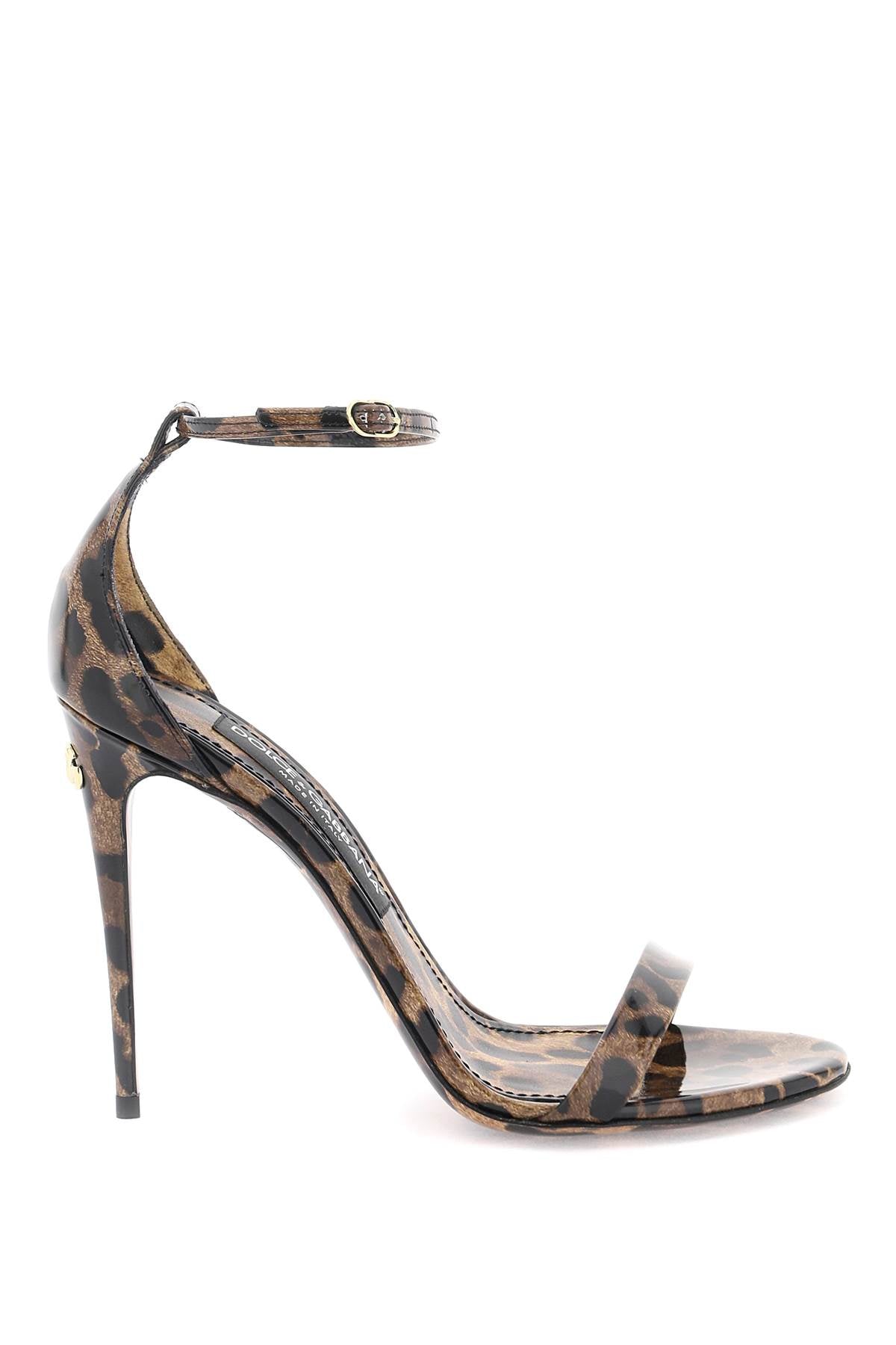 leopard print glossy leather sandals