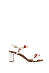 "nappa sandals with coral embellishments