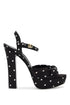 "keira polka dot satin platform sandals