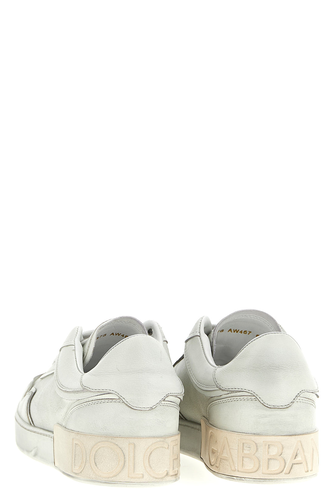 DOLCE &amp; GABBANA 40 portofino used-effect calf leather sneakers