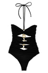 shiny lycra one-piece swimsuit