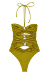 shiny lycra one-piece swimsuit