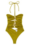 shiny lycra one-piece swimsuit