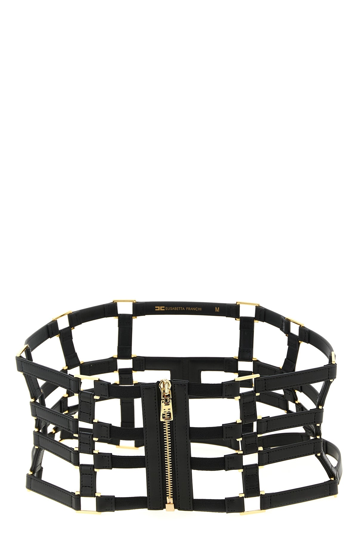 leather and metal effect fabric belt