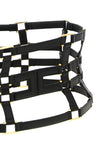 leather and metal effect fabric belt