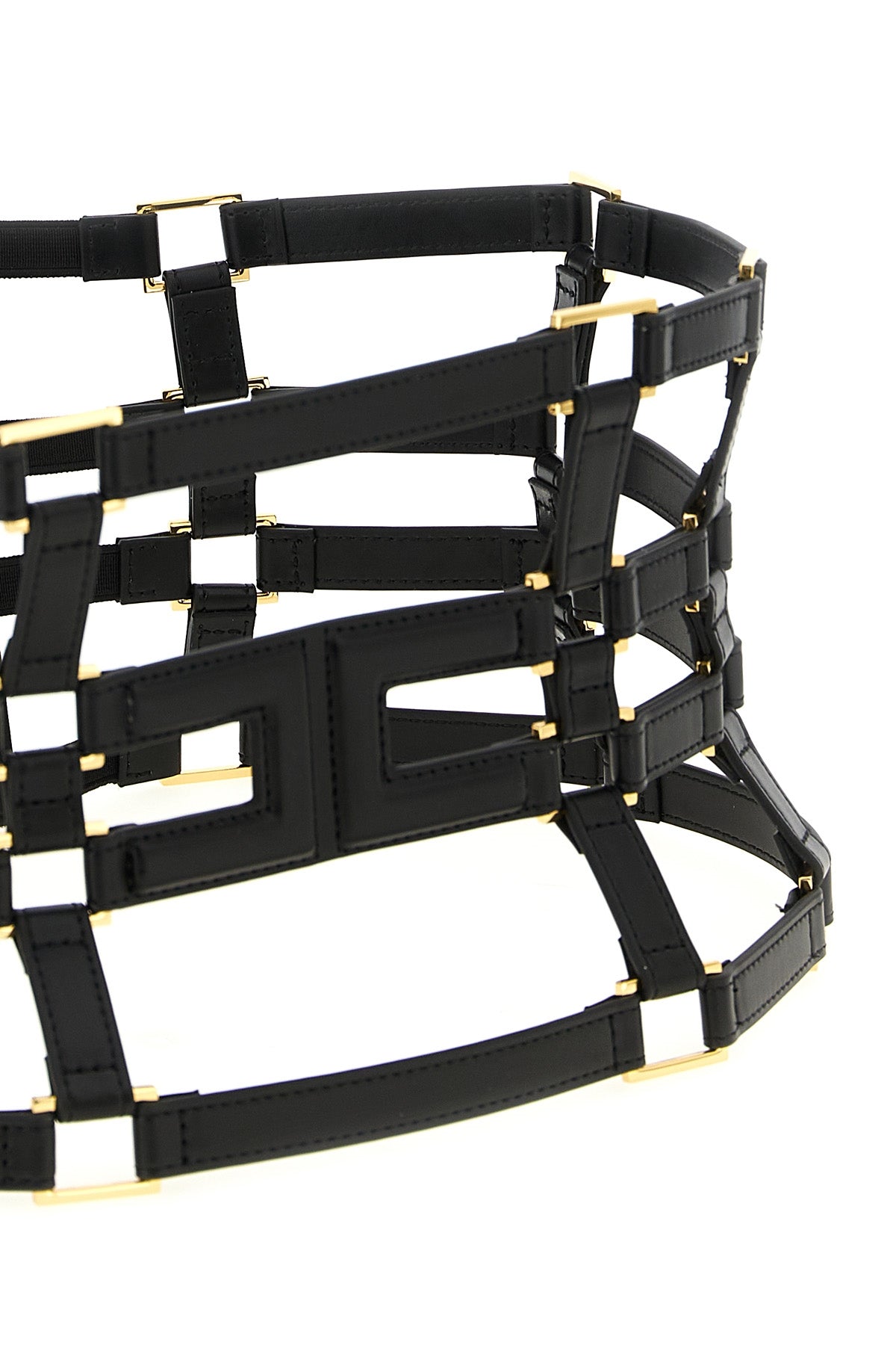 leather and metal effect fabric belt