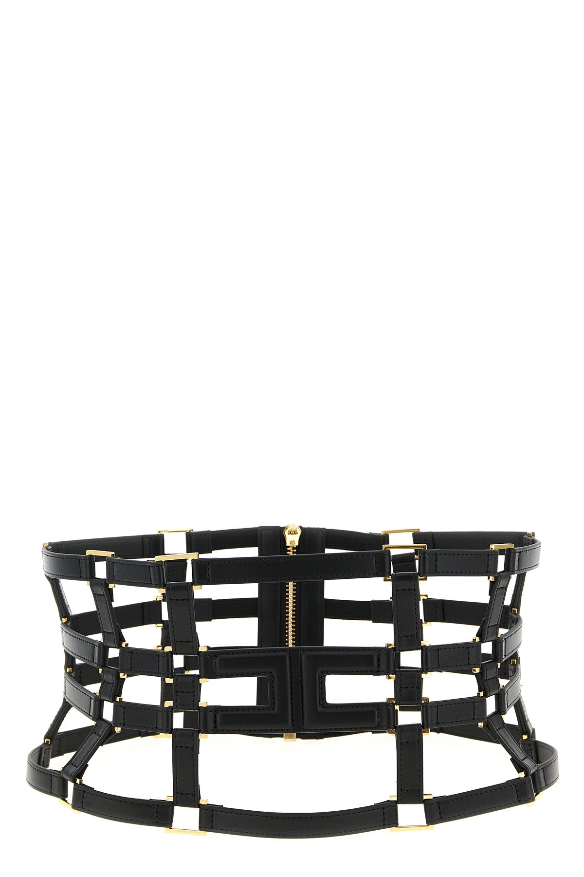 leather and metal effect fabric belt