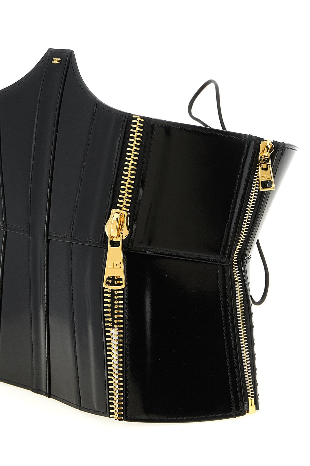 elisabetta franchi bustier belt redefines the silhouette through a rigorous tail