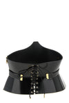 the elisabetta franchi corset belt defines the silhouette through a wide-band st