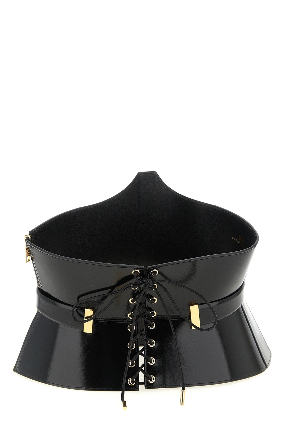 the elisabetta franchi corset belt defines the silhouette through a wide-band st