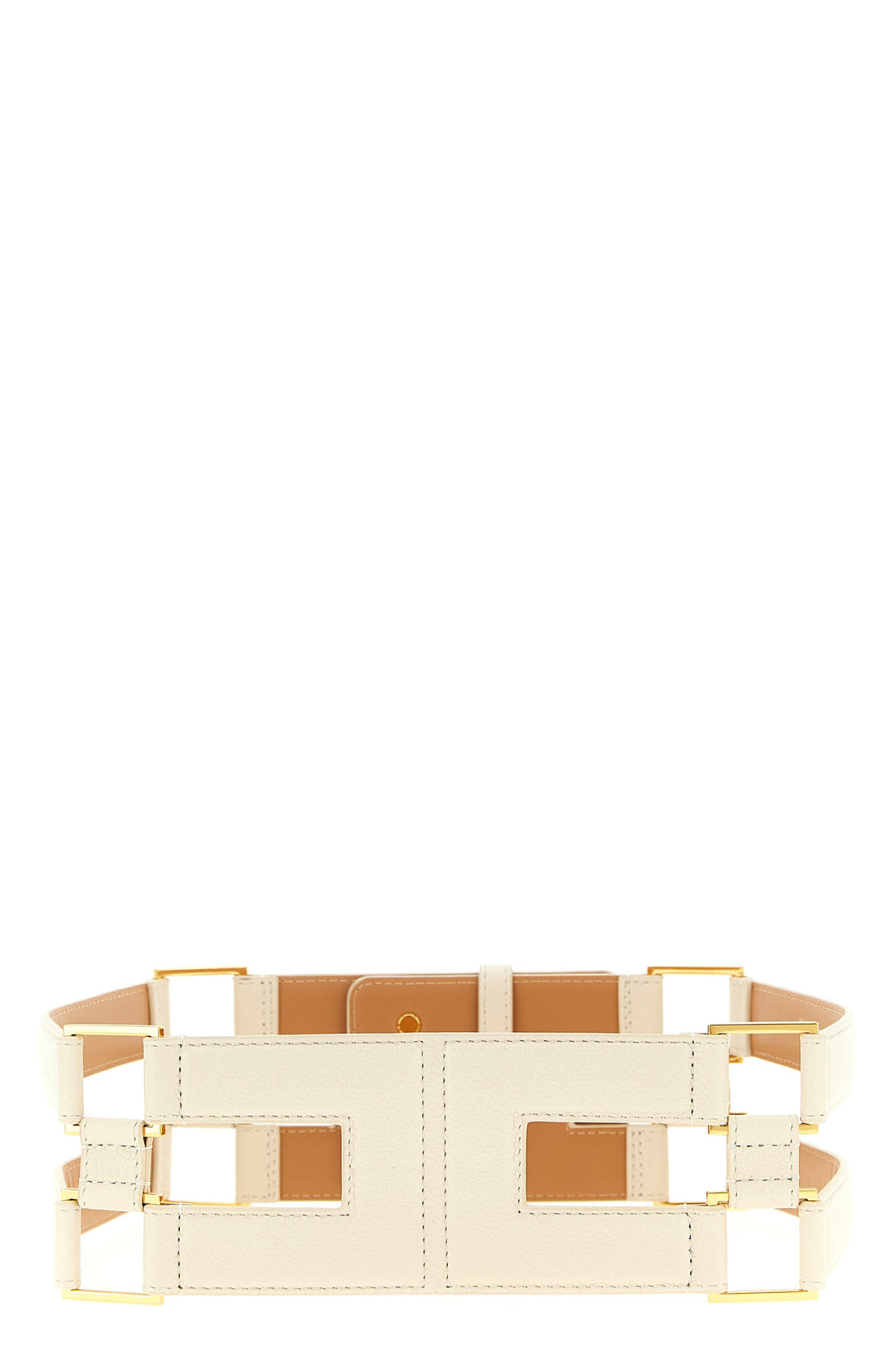 ELISABETTA FRANCHI 42 belt in garnet leather-effect fabric