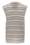 fuzzy wuzzy vest in striped mohair blend