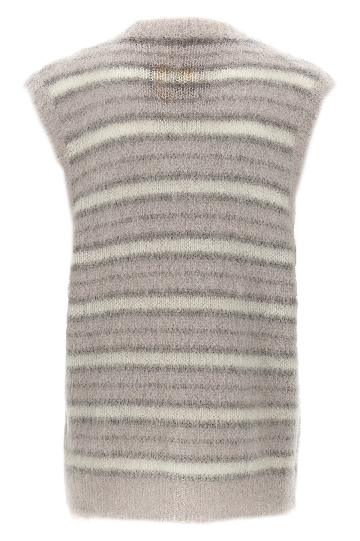 fuzzy wuzzy vest in striped mohair blend