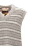 fuzzy wuzzy vest in striped mohair blend