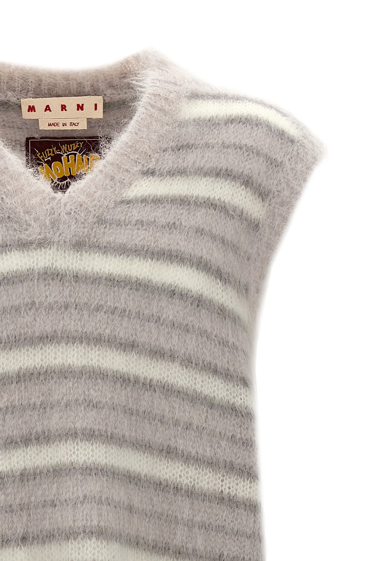 fuzzy wuzzy vest in striped mohair blend