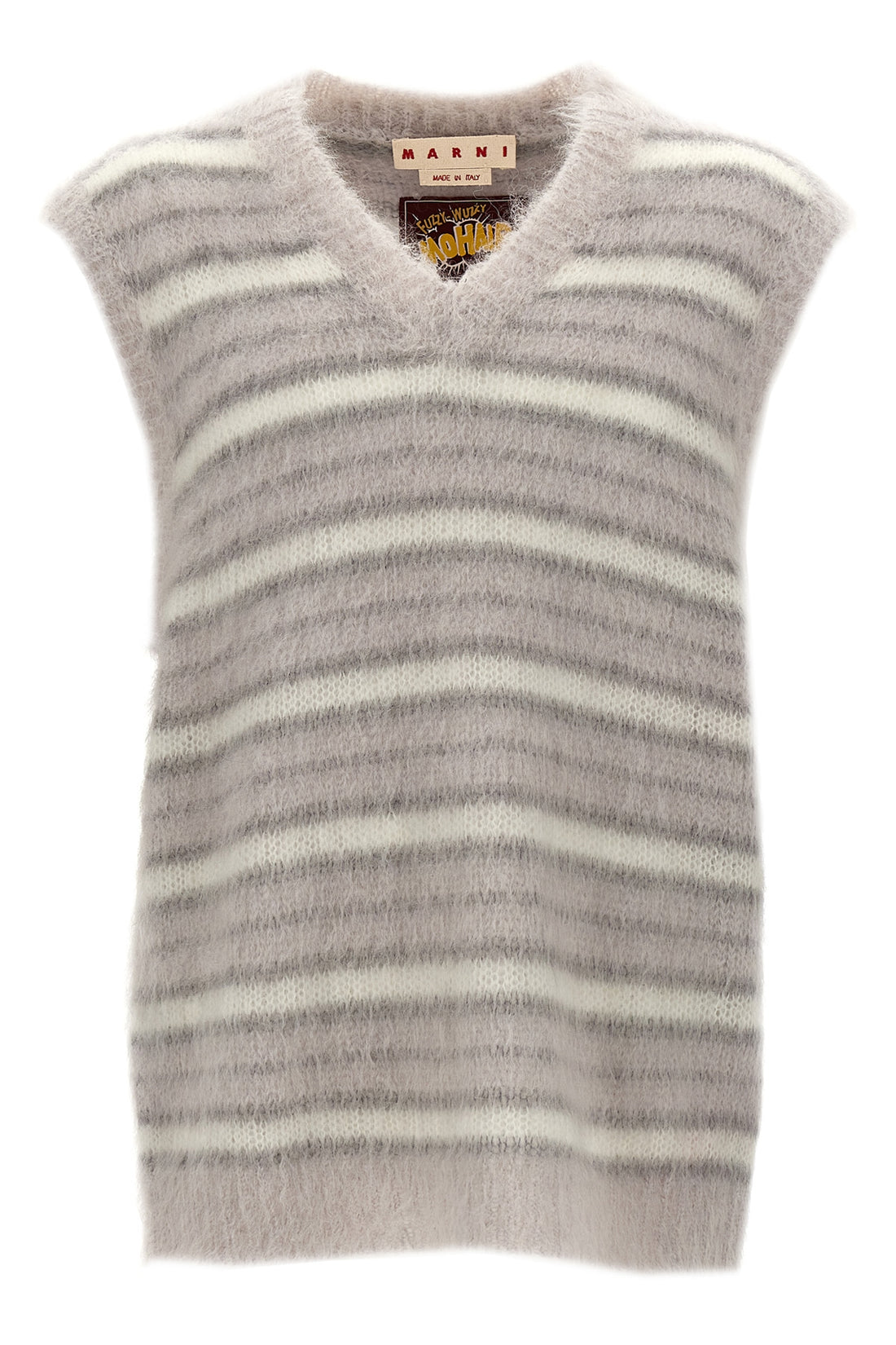 MARNI 48 fuzzy wuzzy vest in striped mohair blend