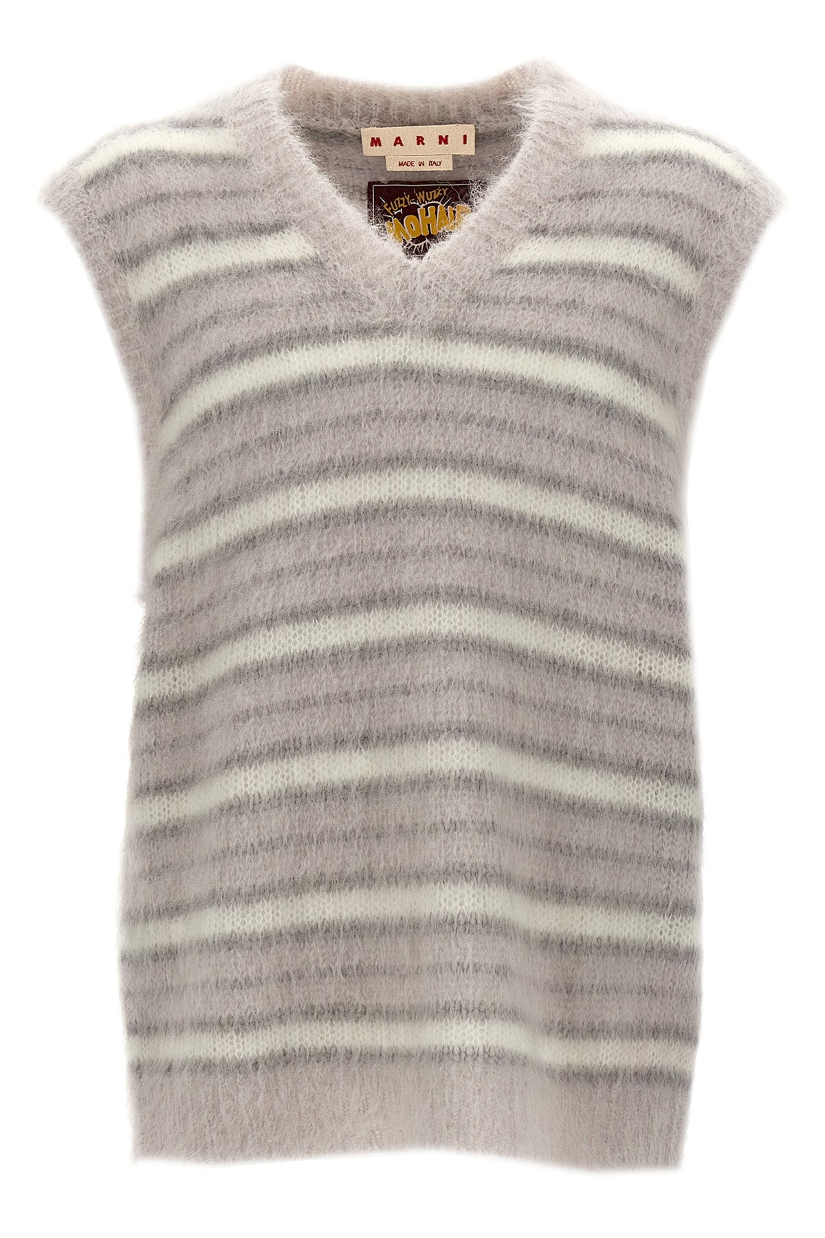 fuzzy wuzzy vest in striped mohair blend