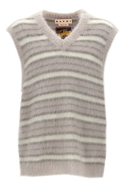 fuzzy wuzzy vest in striped mohair blend